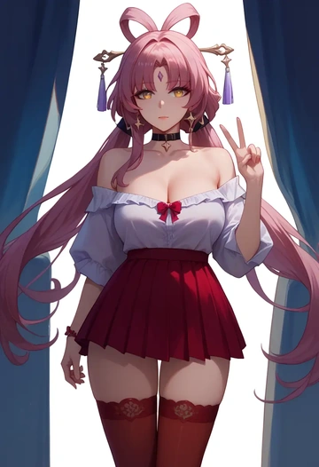 star rail,fu xuan,collar,oversized,Thigh garters  - AI generated anime art